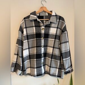 Flannel Button Down Shirt - Black, Gray, White